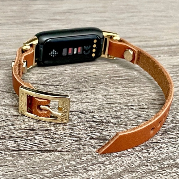 Gold Fitbit Luxe Leather Band Bronze Brown Slim Strap Women Jewelry Bracelet main image 8